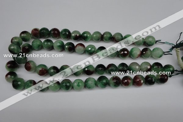 CCN1306 15.5 inches 14mm faceted round rainbow candy jade beads