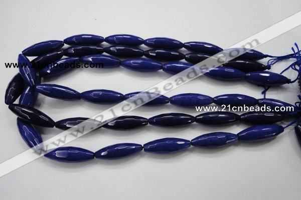 CCN1478 15.5 inches 10*30mm faceted rice candy jade beads wholesale