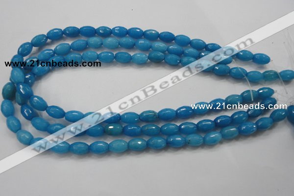 CCN1492 15.5 inches 8*12mm faceted rice candy jade beads wholesale