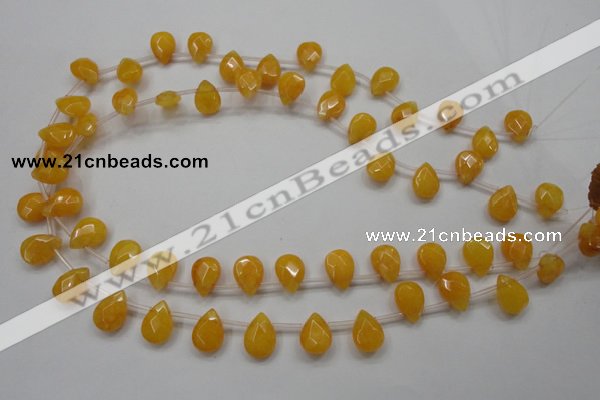 CCN1582 15.5 inches 10*14mm briolette candy jade beads wholesale