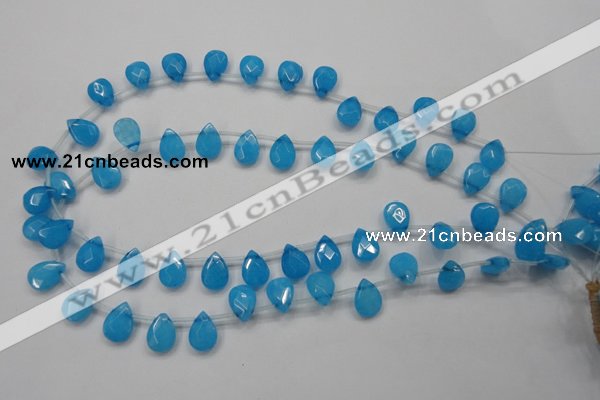 CCN1583 15.5 inches 10*14mm briolette candy jade beads wholesale