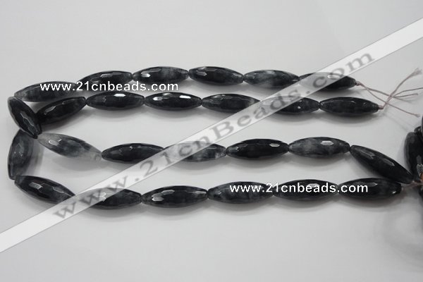 CCN1618 15.5 inches 10*30mm faceted rice candy jade beads