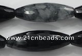 CCN1620 15.5 inches 14*40mm faceted rice candy jade beads