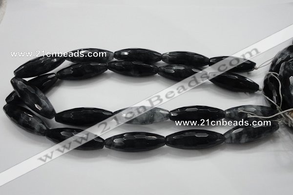 CCN1620 15.5 inches 14*40mm faceted rice candy jade beads