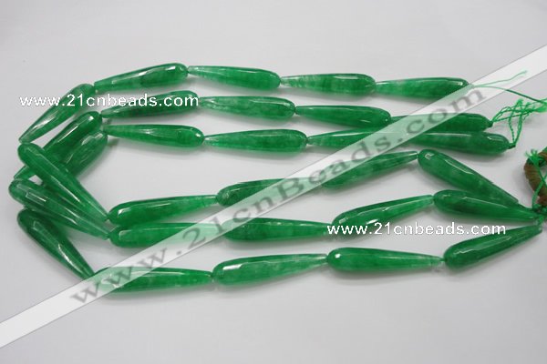 CCN1668 15.5 inches 8*40mm faceted teardrop candy jade beads wholesale