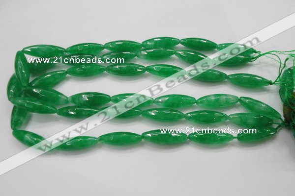 CCN1670 15.5 inches 10*30mm faceted rice candy jade beads wholesale