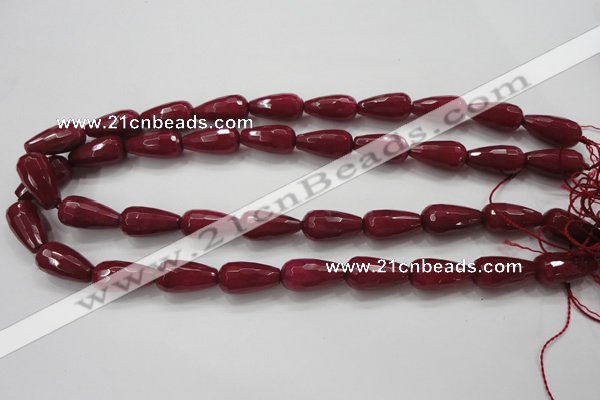 CCN1679 15.5 inches 10*20mm faceted teardrop candy jade beads wholesale