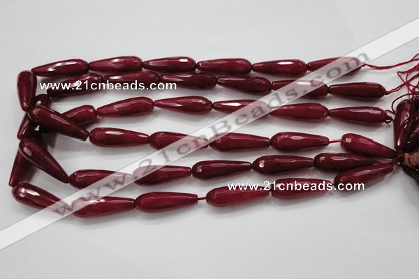 CCN1680 15.5 inches 10*30mm faceted teardrop candy jade beads wholesale