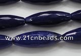 CCN1695 15.5 inches 10*30mm faceted rice candy jade beads wholesale