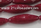 CCN1722 15.5 inches 10*30mm faceted rice candy jade beads