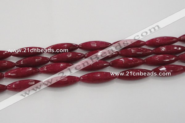 CCN1722 15.5 inches 10*30mm faceted rice candy jade beads