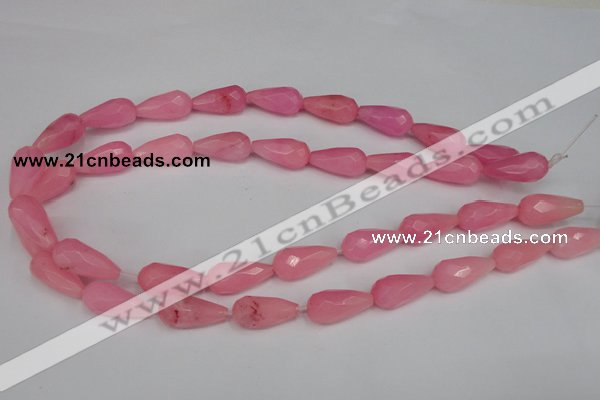 CCN196 15.5 inches 10*20mm faceted teardrop candy jade beads