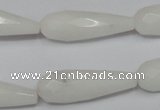 CCN197 15.5 inches 10*30mm faceted teardrop candy jade beads