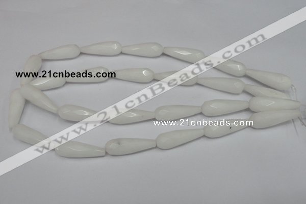 CCN197 15.5 inches 10*30mm faceted teardrop candy jade beads