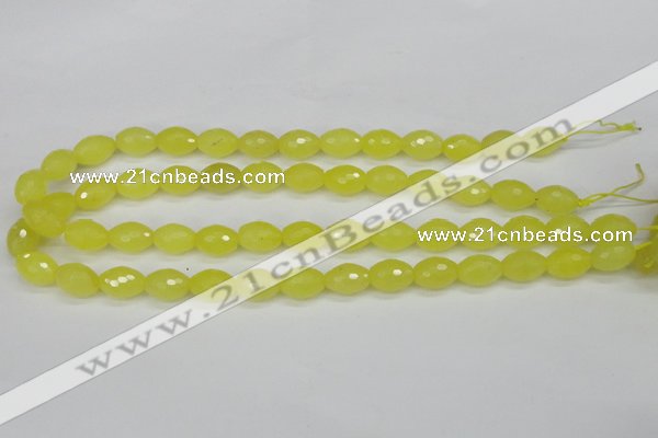 CCN2010 15 inches 10*14mm faceted rice candy jade beads wholesale