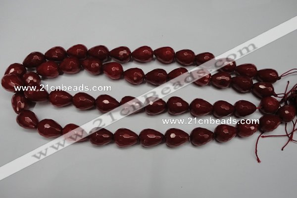 CCN2141 15.5 inches 12*16mm faceted teardrop candy jade beads