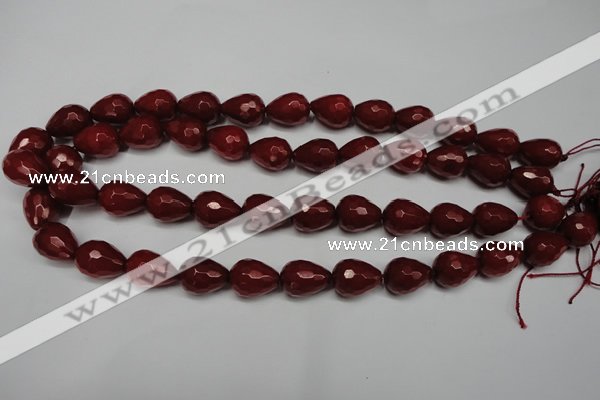 CCN2141 15.5 inches 12*16mm faceted teardrop candy jade beads