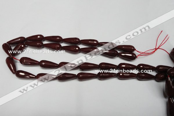 CCN2154 15.5 inches 10*25mm faceted teardrop candy jade beads