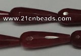 CCN2166 15.5 inches 10*30mm faceted teardrop candy jade beads