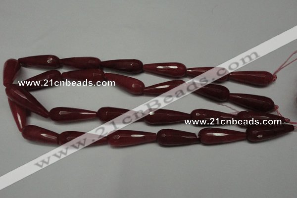 CCN2166 15.5 inches 10*30mm faceted teardrop candy jade beads