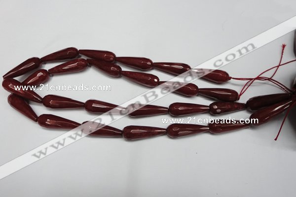 CCN2167 15.5 inches 10*30mm faceted teardrop candy jade beads