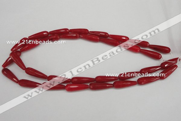 CCN2178 15.5 inches 8*25mm faceted teardrop candy jade beads