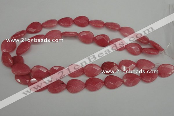 CCN2188 15.5 inches 15*20mm faceted flat teardrop candy jade beads