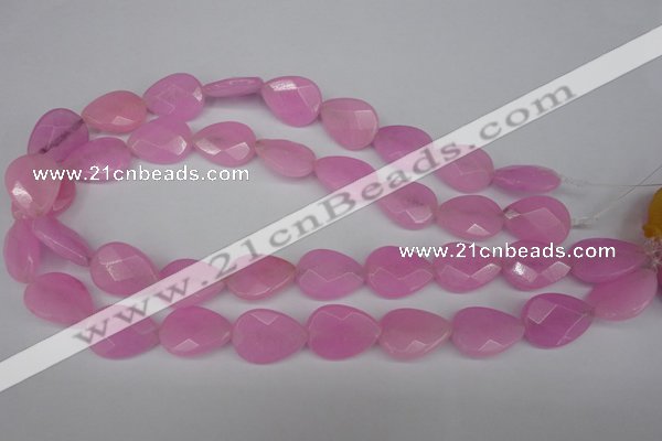 CCN2190 15.5 inches 15*20mm faceted flat teardrop candy jade beads