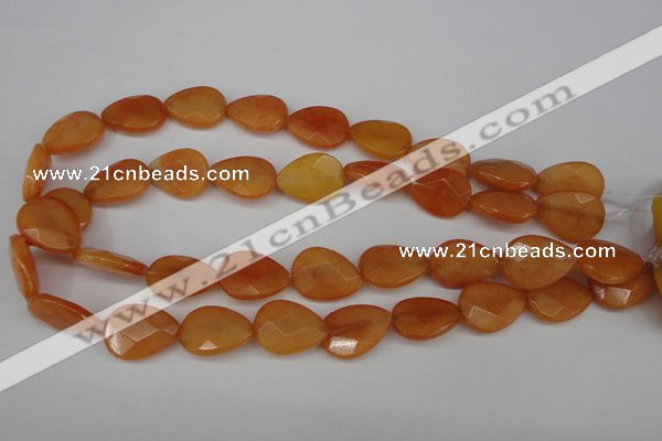 CCN2193 15.5 inches 15*20mm faceted flat teardrop candy jade beads