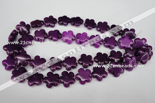 CCN2345 15.5 inches 20mm carved flower candy jade beads wholesale