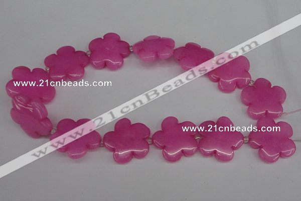 CCN2351 15.5 inches 30mm carved flower candy jade beads wholesale