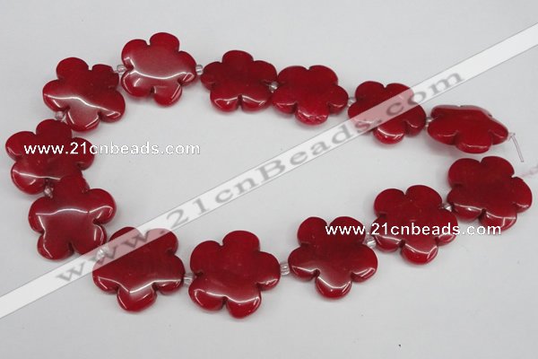 CCN2354 15.5 inches 30mm carved flower candy jade beads wholesale