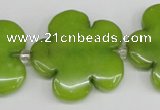 CCN2356 15.5 inches 30mm carved flower candy jade beads wholesale