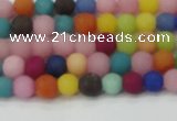 CCN2551 15.5 inches 4mm round mixed color matte candy jade beads