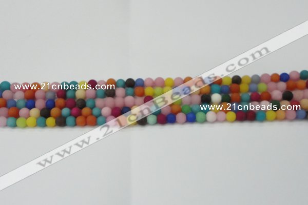 CCN2551 15.5 inches 4mm round mixed color matte candy jade beads