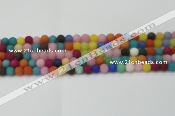 CCN2553 15.5 inches 8mm round mixed color matte candy jade beads