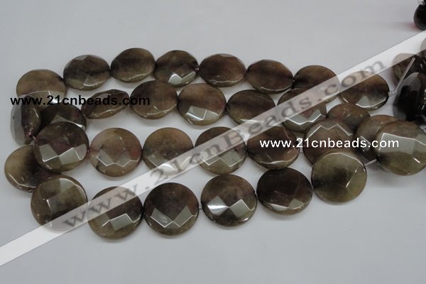CCN261 15.5 inches 25mm faceted coin candy jade beads wholesale