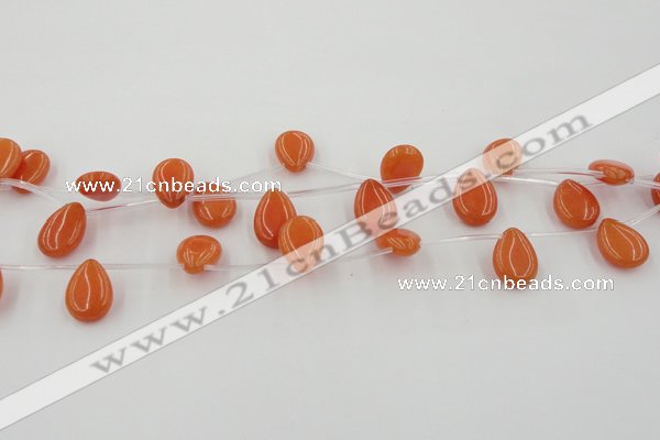 CCN2679 Top-drilled 13*18mm flat teardrop candy jade beads