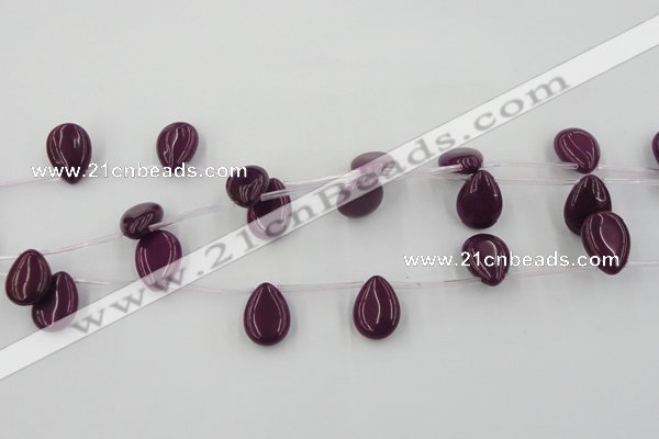 CCN2680 Top-drilled 13*18mm flat teardrop candy jade beads