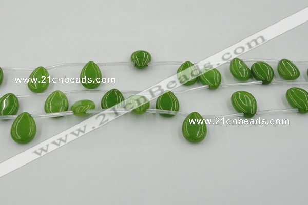 CCN2685 Top-drilled 13*18mm flat teardrop candy jade beads
