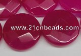 CCN270 15.5 inches 25mm faceted coin candy jade beads wholesale