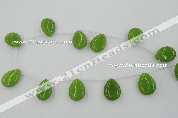CCN2702 Top-drilled 18*25mm flat teardrop candy jade beads