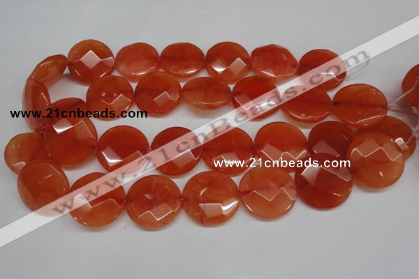 CCN271 15.5 inches 25mm faceted coin candy jade beads wholesale