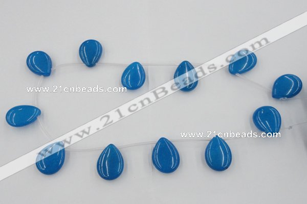 CCN2710 Top-drilled 18*25mm flat teardrop candy jade beads