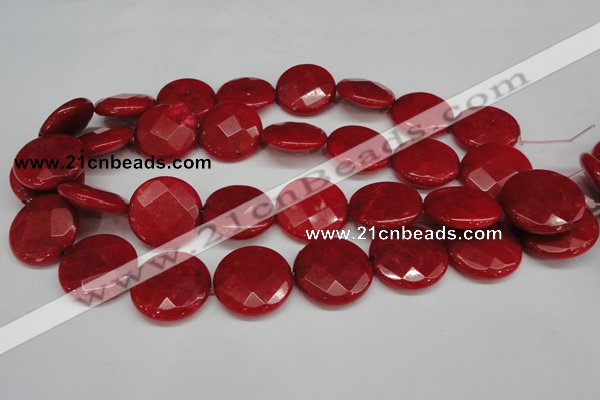 CCN272 15.5 inches 25mm faceted coin candy jade beads wholesale