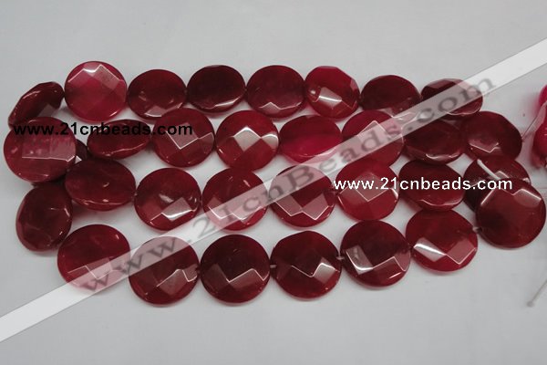 CCN273 15.5 inches 25mm faceted coin candy jade beads wholesale