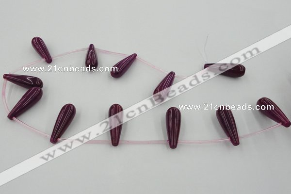 CCN2732 Top-drilled 10*30mm teardrop candy jade beads wholesale