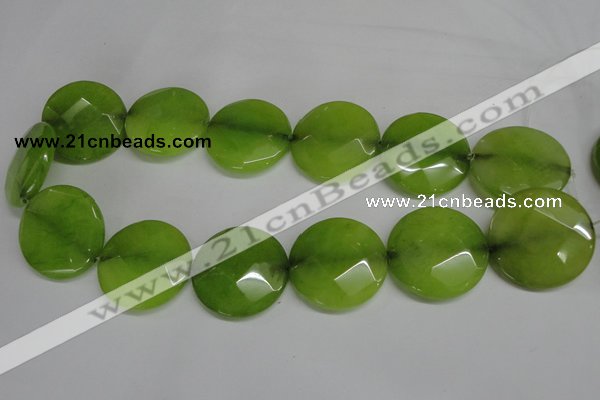 CCN288 15.5 inches 30mm faceted coin candy jade beads wholesale