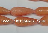 CCN2883 15.5 inches 10*30mm faceted teardrop candy jade beads