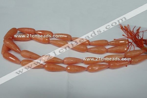 CCN2883 15.5 inches 10*30mm faceted teardrop candy jade beads